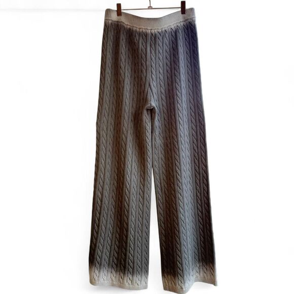 Sack's 100% Cotton Cable Knit Sweater Wide Leg Pants in Gray Ombre size M/L - Picture 2 of 11